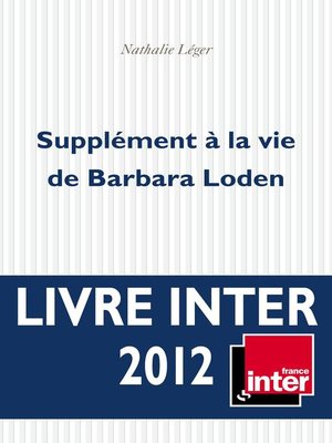 cover image of Supplément à la vie de Barbara Loden